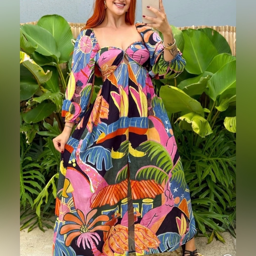 FARM Rio Multicolor Fantasy Long Dress Size S - Picture 2 of 9